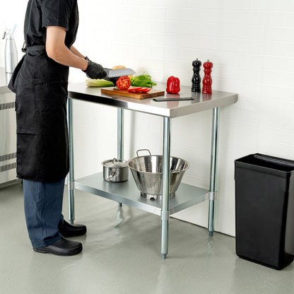Kitchen Tek 18-Gauge 304 Stainless Steel Commercial Work Table - Heavy Duty, Galvanized Legs, Undershelf - 24" x 36" - 1 count box