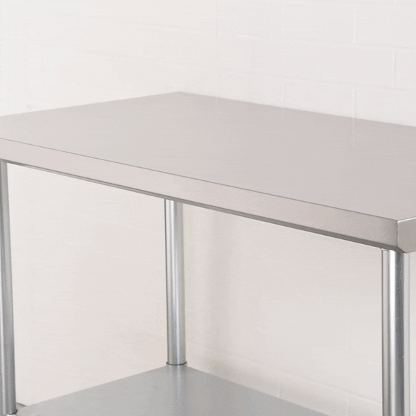 Kitchen Tek 18-Gauge 304 Stainless Steel Commercial Work Table - Heavy Duty, Galvanized Legs, Undershelf - 24" x 48" - 1 count box