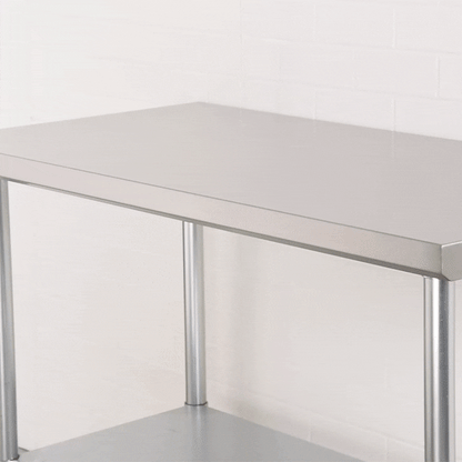 Kitchen Tek 18-Gauge 304 Stainless Steel Commercial Work Table - Heavy Duty, Galvanized Legs, Undershelf - 24" x 48" - 1 count box