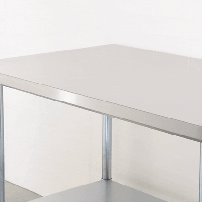Kitchen Tek 18-Gauge 304 Stainless Steel Commercial Work Table - Heavy Duty, Galvanized Legs, Undershelf - 30" x 48" - 1 count box