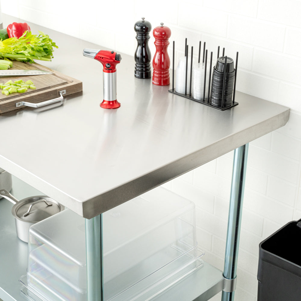Kitchen Tek 18-Gauge 304 Stainless Steel Commercial Work Table - Heavy Duty, Galvanized Legs, Undershelf - 30" x 60" - 1 count box