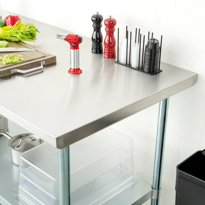 Kitchen Tek 18-Gauge 304 Stainless Steel Commercial Work Table - Heavy Duty, Galvanized Legs, Undershelf - 30" x 60" - 1 count box
