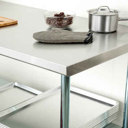 Kitchen Tek 18-Gauge 304 Stainless Steel Commercial Work Table - Heavy Duty, Galvanized Legs, Undershelf - 30" x 72" - 1 count box