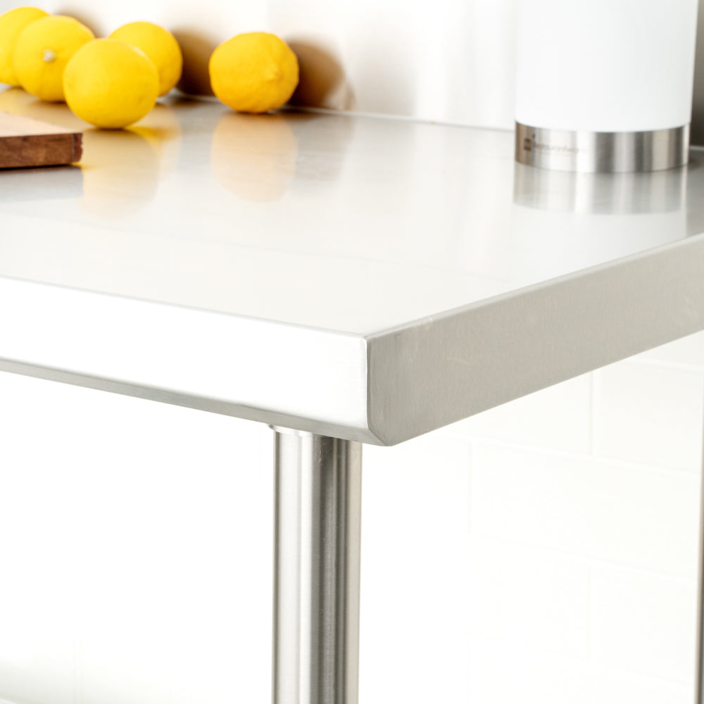 Kitchen Tek 16-Gauge 304 Stainless Steel Commercial Work Table - Medium Duty, 4" Backsplash, Undershelf - 24" x 48" - 1 count box