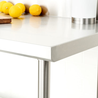Kitchen Tek 16-Gauge 304 Stainless Steel Commercial Work Table - Medium Duty, 4" Backsplash, Undershelf - 24" x 48" - 1 count box
