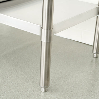 Kitchen Tek 16-Gauge 304 Stainless Steel Commercial Work Table - Medium Duty, 4" Backsplash, Undershelf - 24" x 48" - 1 count box