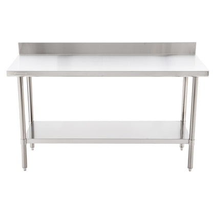 Kitchen Tek 16-Gauge 304 Stainless Steel Commercial Work Table - Medium Duty, 4" Backsplash, Undershelf - 24" x 60" - 1 count box