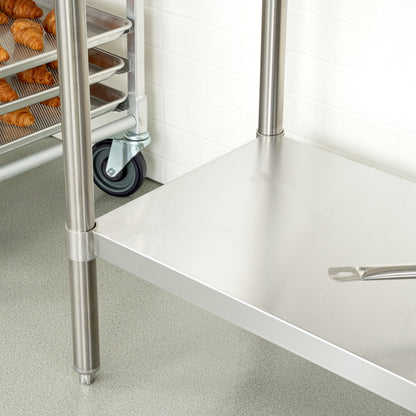 Kitchen Tek 16-Gauge 304 Stainless Steel Commercial Work Table - Medium Duty, 4" Backsplash, Undershelf - 24" x 60" - 1 count box