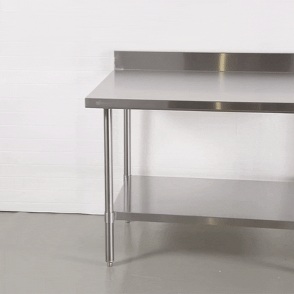 Kitchen Tek 16-Gauge 304 Stainless Steel Commercial Work Table - Medium Duty, 4" Backsplash, Undershelf - 30" x 48" - 1 count box