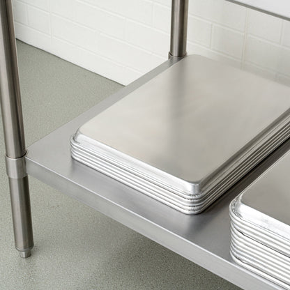 Kitchen Tek 16-Gauge 304 Stainless Steel Commercial Work Table - Medium Duty, 4" Backsplash, Undershelf - 30" x 48" - 1 count box