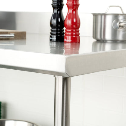 Kitchen Tek 16-Gauge 304 Stainless Steel Commercial Work Table - Medium Duty, 4" Backsplash, Undershelf - 30" x 60" - 1 count box