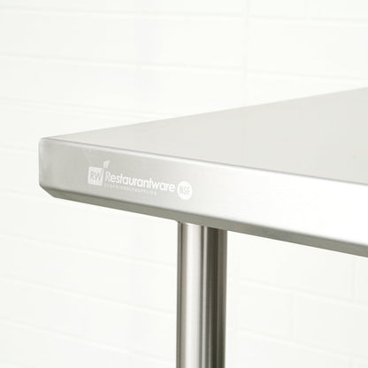 Kitchen Tek 16-Gauge 304 Stainless Steel Commercial Work Table - Medium Duty, 4" Backsplash, Undershelf - 30" x 60" - 1 count box