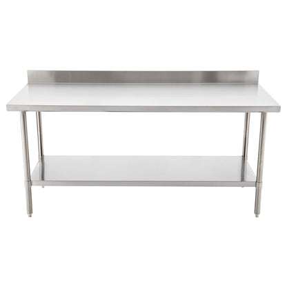 Kitchen Tek 16-Gauge 304 Stainless Steel Commercial Work Table - Medium Duty, 4" Backsplash, Undershelf - 30" x 72" - 1 count box