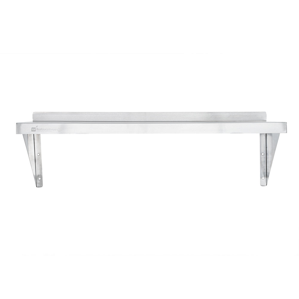 Kitchen Tek 16-Gauge 430 Stainless Steel Solid Wall Shelf - Medium Duty - 12" x 36" - 1 count box