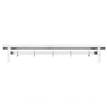 Kitchen Tek 430 Stainless Steel Wall Mounted Pot Rack - with Shelf, 5 Galvanized Hooks - 12" x 60" - 1 count box