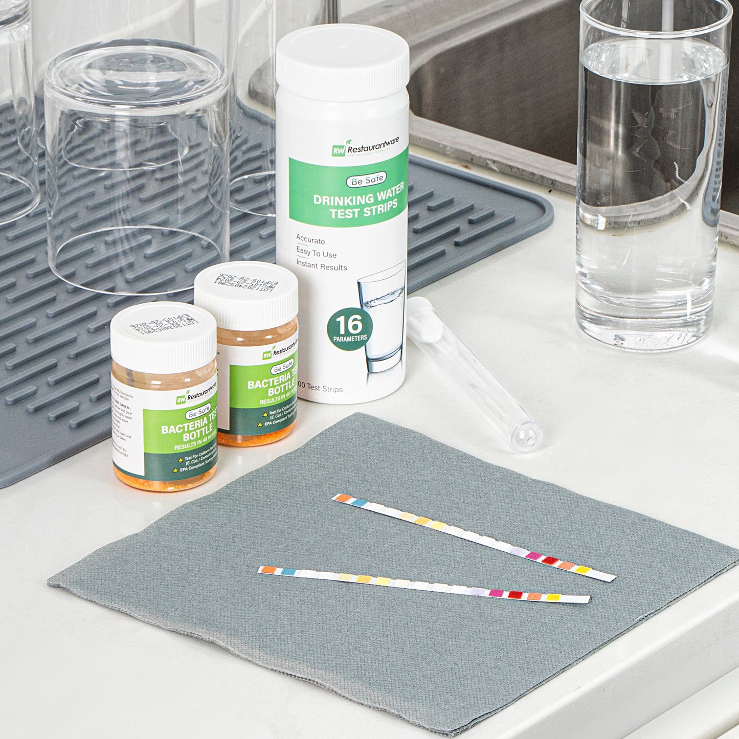 Be Safe 17-in-1 Premium Drinking Water Test Strip - Includes 2 Bacteria Tests - 100 count box