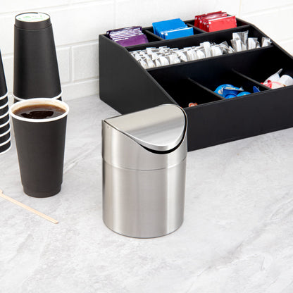 RW Clean Stainless Steel Mini Trash Can - Countertop - 4 3/4" x 4 3/4" x 7" - 1 count box