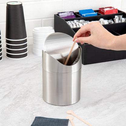 RW Clean Stainless Steel Mini Trash Can - Countertop - 4 3/4" x 4 3/4" x 7" - 1 count box