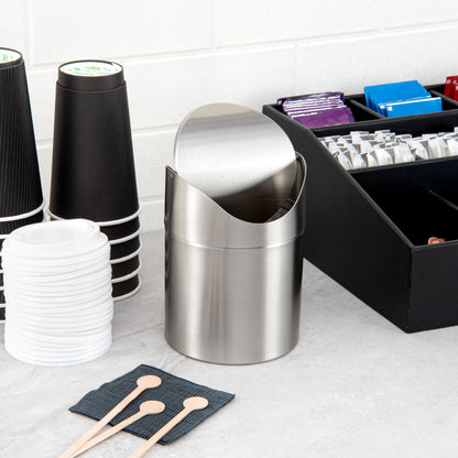 RW Clean Stainless Steel Mini Trash Can - Countertop - 4 3/4" x 4 3/4" x 7" - 1 count box