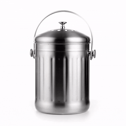 RW Clean 1 gal Stainless Steel Compost Bin - Charcoal Filter - 7 1/4" x 7 1/4" x 11" - 1 count box