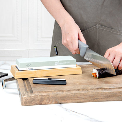 Sensei Whetstone Knife Sharpening Set - 400/1000, Non-Slip Base - 1 count box