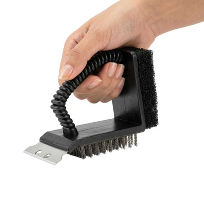 Met Lux Handheld Grill Brush / Scraper - with Scouring Pad - 4 1/2" - 1 count box