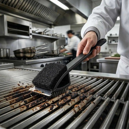 Met Lux Grill Brush / Scraper - with Scouring Pad - 15" - 1 count box