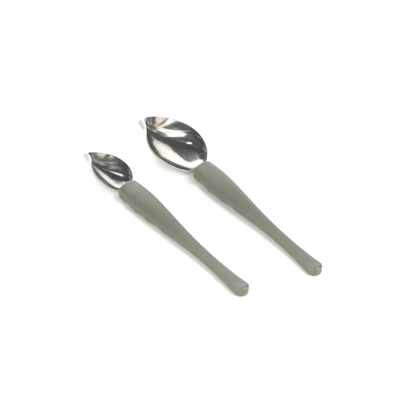 Comfy Grip Stainless Steel Drawing / Decorating 2-Piece Spoon Set - 7 3/4" x 1 1/2" x 1 1/2" - 1 count box