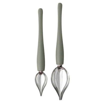 Comfy Grip Stainless Steel Drawing / Decorating 2-Piece Spoon Set - 7 3/4" x 1 1/2" x 1 1/2" - 1 count box