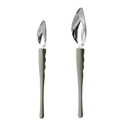 Comfy Grip Stainless Steel Drawing / Decorating 2-Piece Spoon Set - 7 3/4" x 1 1/2" x 1 1/2" - 1 count box