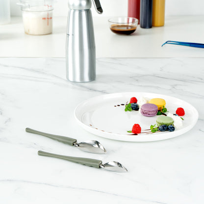Comfy Grip Stainless Steel Drawing / Decorating 2-Piece Spoon Set - 7 3/4" x 1 1/2" x 1 1/2" - 1 count box