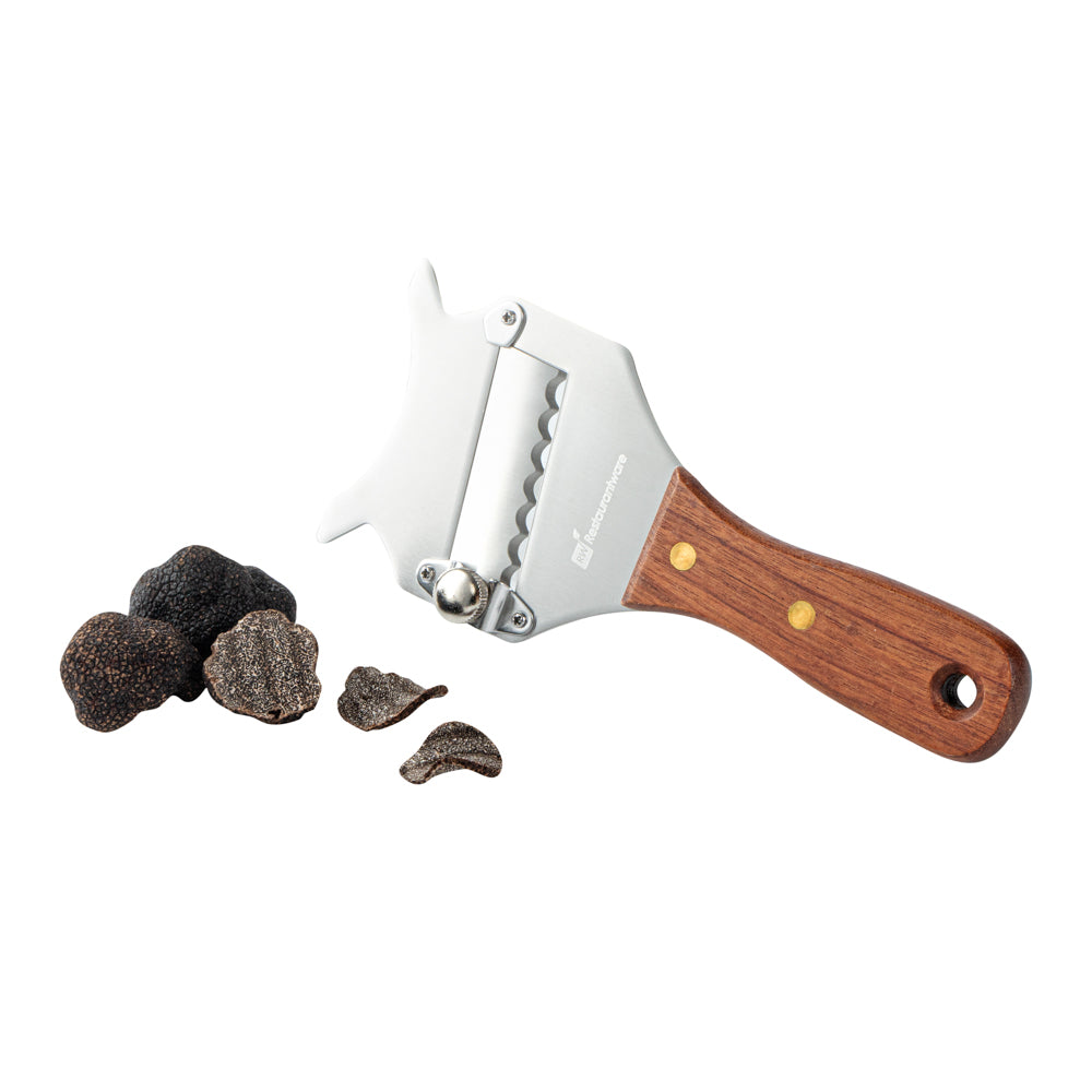 Met Lux Stainless Steel Truffle Slicer / Chocolate Shaver - with Wooden Handle - 7 1/2" x 3 1/4" - 1 count box