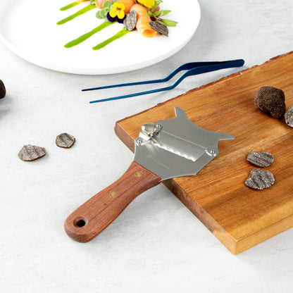 Met Lux Stainless Steel Truffle Slicer / Chocolate Shaver - with Wooden Handle - 7 1/2" x 3 1/4" - 1 count box