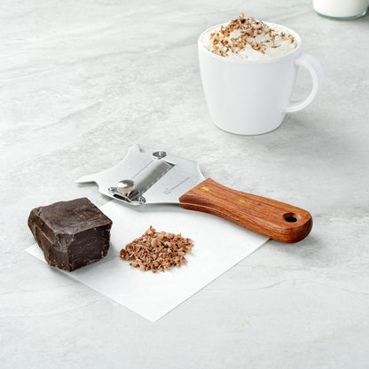 Met Lux Stainless Steel Truffle Slicer / Chocolate Shaver - with Wooden Handle - 7 1/2" x 3 1/4" - 1 count box