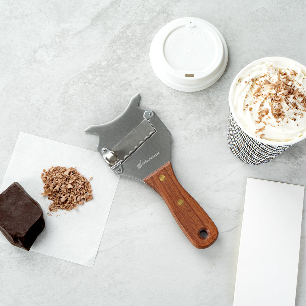 Met Lux Stainless Steel Truffle Slicer / Chocolate Shaver - with Wooden Handle - 7 1/2" x 3 1/4" - 1 count box