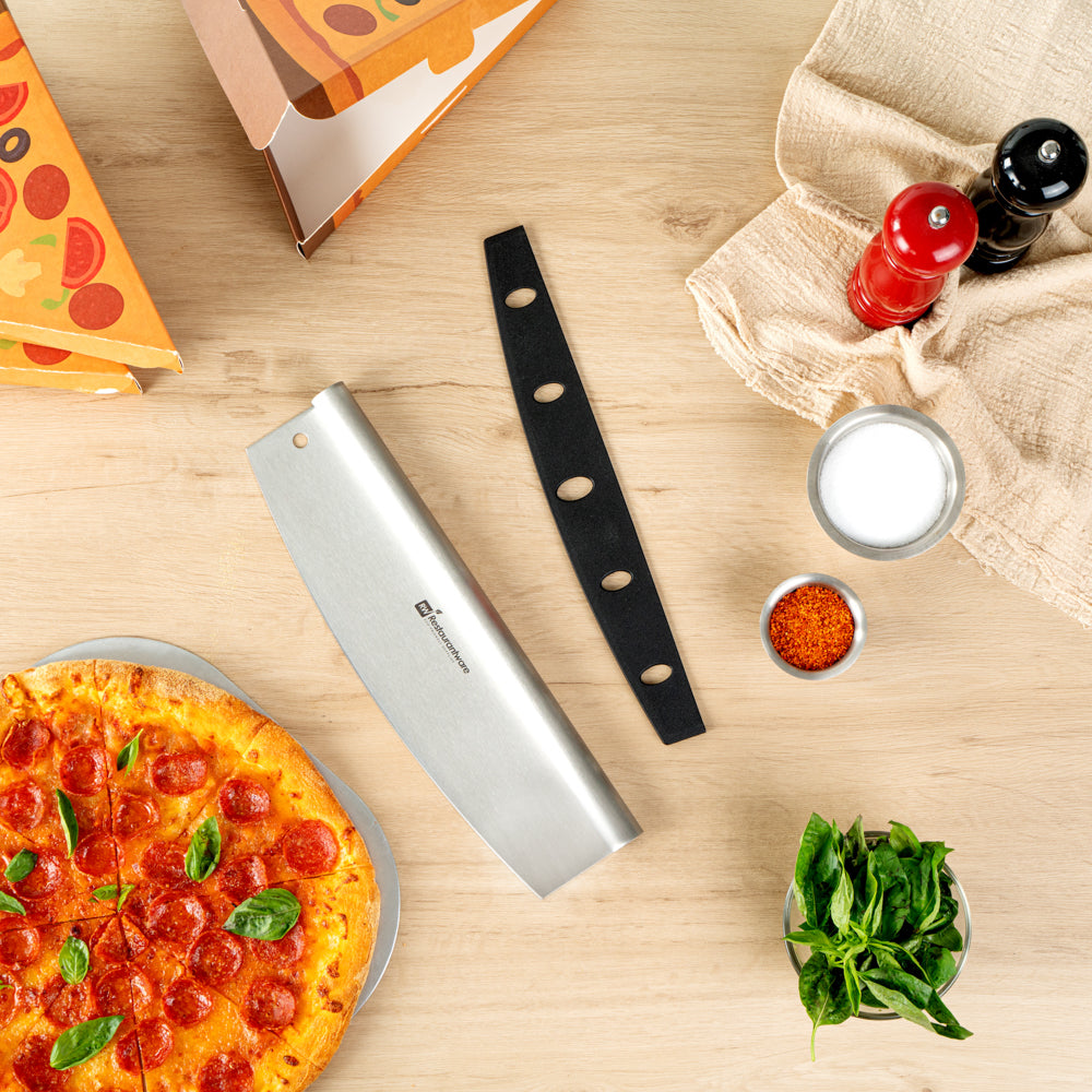 Met Lux Stainless Steel Pizza Cutter / Rocker - with Cover - 13 3/4" x 3 1/2" - 1 count box