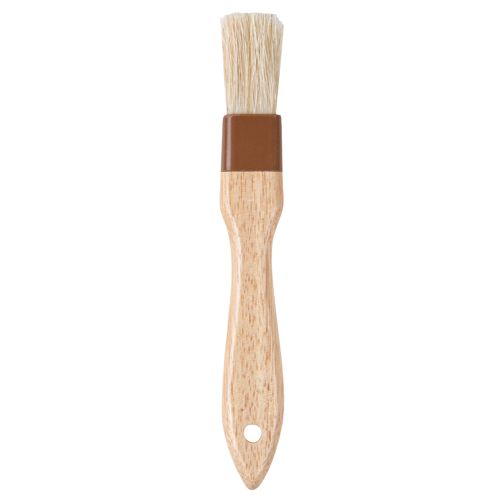 Pastry Tek Natural Wood 1" Wide Pastry / Basting Brush - with Boar Bristles - 8 1/2" - 1 count box