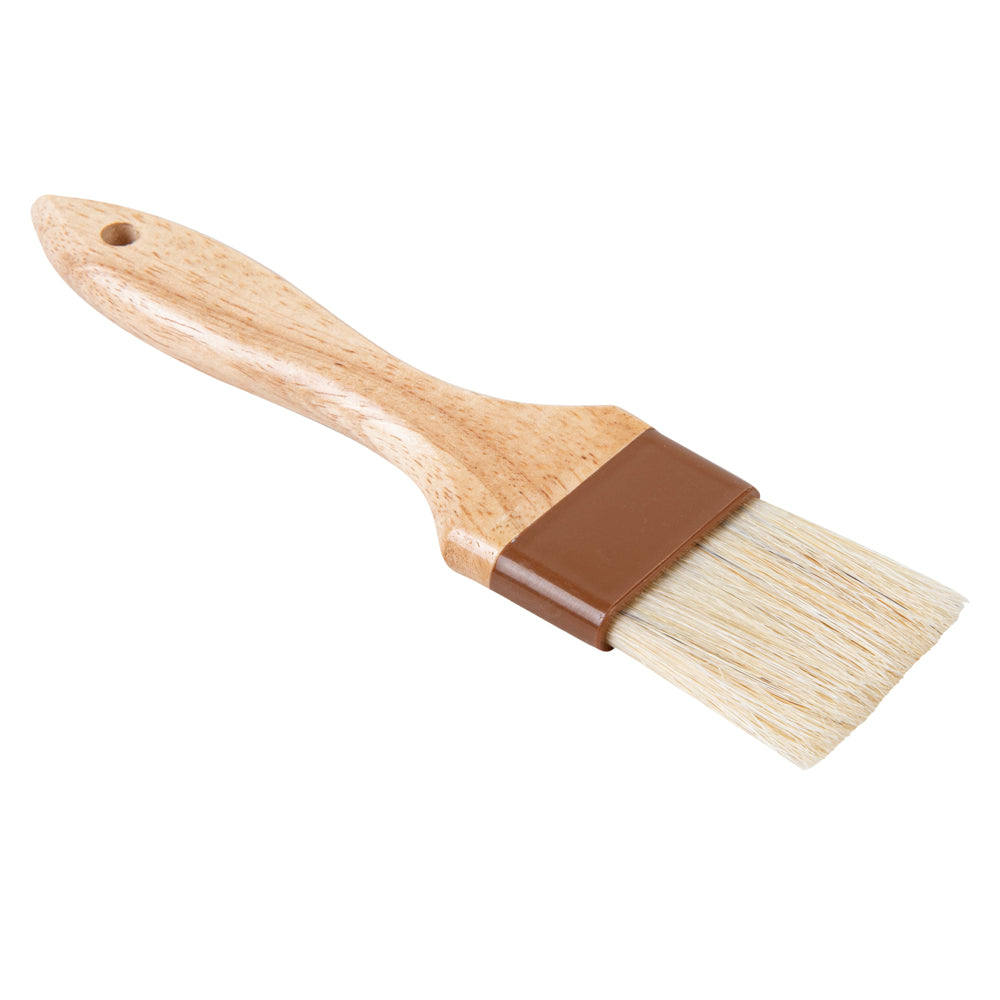 Pastry Tek Natural Wood 2" Wide Pastry / Basting Brush - with Boar Bristles - 8 3/4" - 1 count box