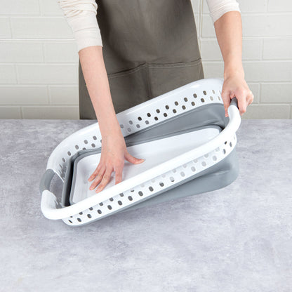 Chef 101 Gray Plastic Collapsible Storage Container - 21" x 15 1/2" x 8 3/4" - 1 count box