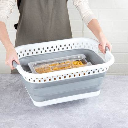 Chef 101 Gray Plastic Collapsible Storage Container - 21" x 15 1/2" x 8 3/4" - 1 count box