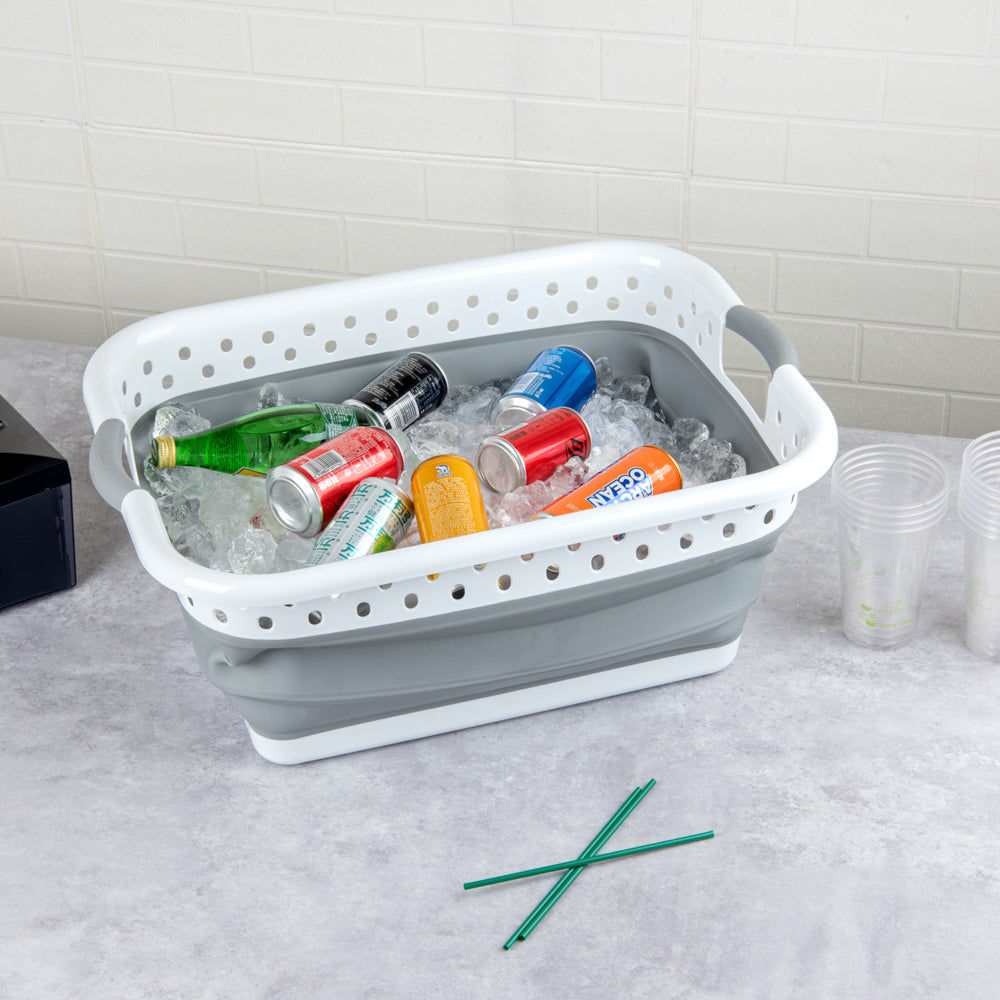 Chef 101 Gray Plastic Collapsible Storage Container - 24" x 17 1/4" x 9 3/4" - 1 count box