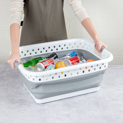 Chef 101 Gray Plastic Collapsible Storage Container - 24" x 17 1/4" x 9 3/4" - 1 count box