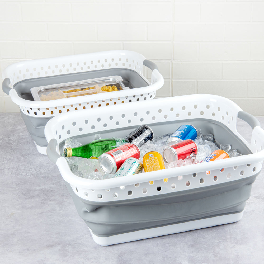Chef 101 Gray Plastic Collapsible Storage Container - 24" x 17 1/4" x 9 3/4" - 1 count box