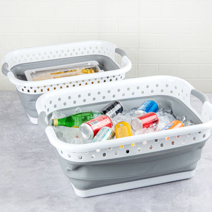 Chef 101 Gray Plastic Collapsible Storage Container - 24" x 17 1/4" x 9 3/4" - 1 count box