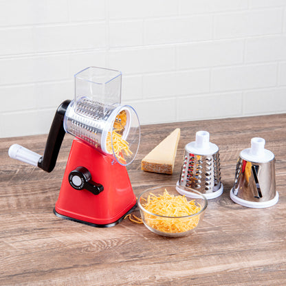 Met Lux Red Rotary Cheese / Vegetable Grater - with 3 Blades - 1 count box