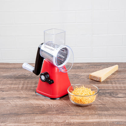 Met Lux Red Rotary Cheese / Vegetable Grater - with 3 Blades - 1 count box