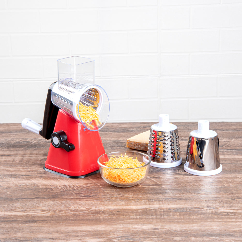 Met Lux Red Rotary Cheese / Vegetable Grater - with 3 Blades - 1 count box