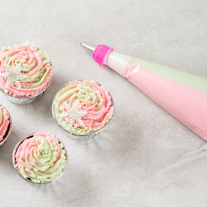 Pastry Tek Pink and White Plastic Piping Tip Coupler - Dual Color - 1 count box