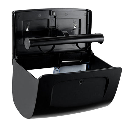Clean Tek Professional Black Plastic Standard Toilet Paper Dispenser - Double Roll - 10 1/2" x 6 1/4" x 6 1/4" - 1 count box