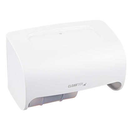 Clean Tek Professional White Plastic Standard Toilet Paper Dispenser - Double Roll - 10 1/2" x 6 1/4" x 6 1/4" - 1 count box